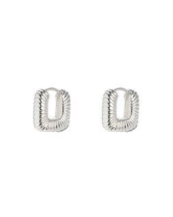 Oliver Bonas Myla Textured Square Shaped Silver Plated Hoop Earrings £45