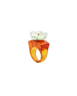 Oliver Bonas Nikki Statement Green & Orange Flower Ring £16