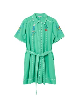 Oliver Bonas Parrot Embroidered Mini Shirt Dress £80