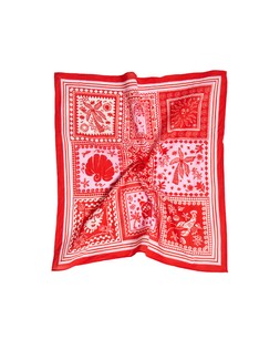 Oliver Bonas Pink Red Summer Memories Cotton Square Scarf £20