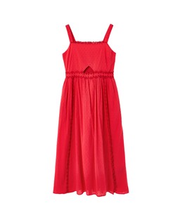 Oliver Bonas Red Cotton Dobby Midi Dress £80