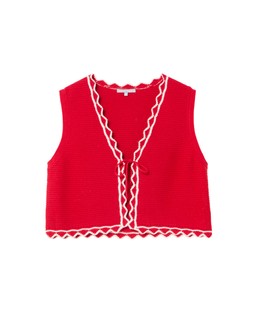 Oliver Bonas Red Tie Front Waistcoat With Trim £50