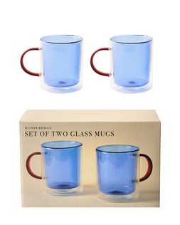 Oliver Bonas Ribbed Glass Mugs S2 £22.50