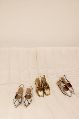 Oliver Bonas Snake Printed Leather Point Sling Back Flat Shoe £75 - Oliver Bonas Silver Point Sling Back Flat Shoe £65 - Oliver Bonas Gold Sling Back Block Heel £80 (1 (3)