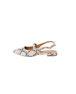 Oliver Bonas Snake Printed Leather Point Sling Back Flat Shoe £75