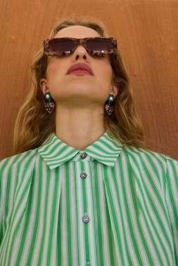 Oliver Bonas Stripe Pleat Shirt £55 Blue Stripe Wide Leg (4)