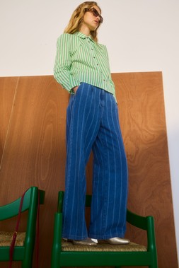 Oliver Bonas Stripe Pleat Shirt £55 Blue Stripe Wide Leg (22)