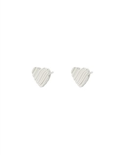 Oliver Bonas Veda Machine Etched Heart Silver Stud Earrings £36