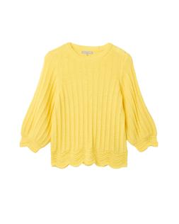 Oliver Bonas Yellow Stitchy Trim Knit Top £58