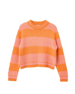 Orange & Pink Striped Crew Neck Knitted Jumper £68