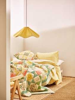 Patchwork Diamond Pastel Multicolour Velvet Quilt £165