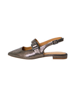 Pewter Metallic Pointed Leather Slingbacks £75
