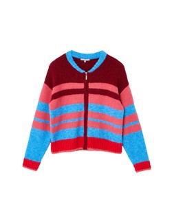 Pink & Blue Striped Knitted Bomber Jacket £68