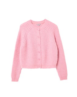 Pink Sparkle Ribbed Crew Neck Knitted Cardigan £65