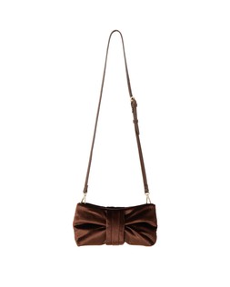 Tina Chocolate Brown Bow Velvet Clutch £45