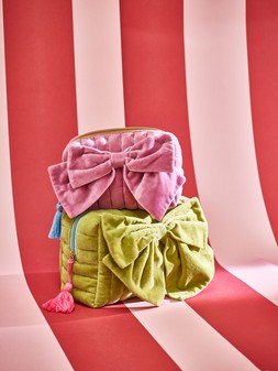 Pink Velvet Bow Makeup Bag