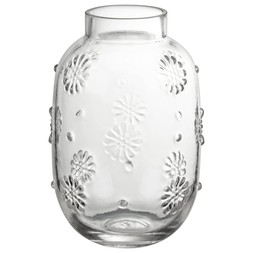 B&M HOME SS26 // COUNTRY RUSTIC // LARGE GLASS DAISY PRINT VASE // £5 //