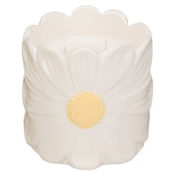 B&M HOME SS26 // COUNTRY RUSTIC // CERAMIC DAISY CANDLE - VANILLA & SILK // £5 //