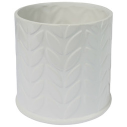 B&M GARDEN SS26 // PLANTERS, POTS & FOLIAGE // WHITE CERAMIC EMBOSSED PLANTER - MEDIUM // £5 //