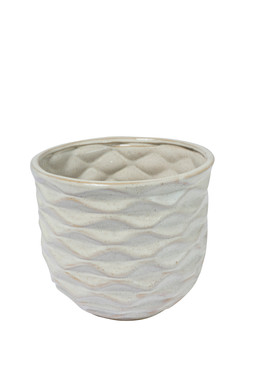B&M GARDEN SS26 // PLANTERS, POTS & FOLIAGE // WHITE WAVE EMBOSSED PLANTER - MEDIUM // £5 //