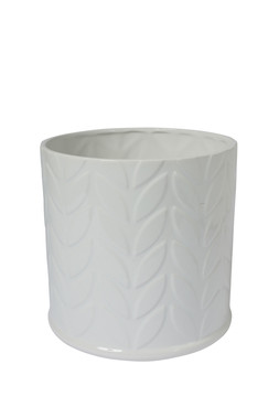 B&M GARDEN SS26 // PLANTERS, POTS & FOLIAGE // WHITE CERAMIC EMBOSSED PLANTER - EXTRA LARGE // £12 //
