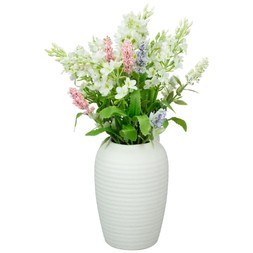 B&M HOME SS26 // COUNTRY RUSTIC // DITSY FOLIAGE IN RIBBED CERAMIC VASE // £5 //