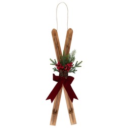 80cm Wooden Skis with Foliage Hanging Decoration £15 (425609)