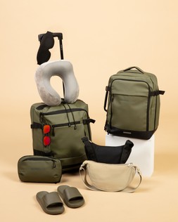 B&M HOLIDAY SHOP 2026 // LUGGAGE // // LUGGAGE // BORDLITE MEN'S WASH BAG £4 // BORDLITE TARP UNDER THE SEAT BAG - GREEN £20 // MENS BACKPACK - GREEN £10 //