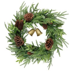 PINECONE WREATH WITH BELLS £25 (437034)
