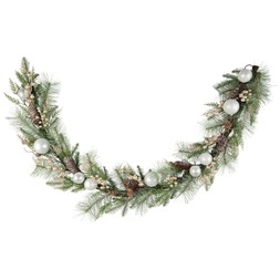 PRE LIT 6FT FROSTED GARLAND WITH champagne BOW £30 (437031)