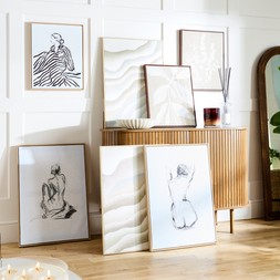 B&M HOME SS26 // STATEMENT HOME - LIMITED TIME ONLY // LADY STRIPE PRINT 40X50CM £7 // TEXTURED WALL ART 50X70CM £12 EACH // STITCH CANVAS 40X50CM £10 EACH //