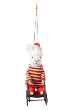 Felt Sledding Mouse Hanging Dec