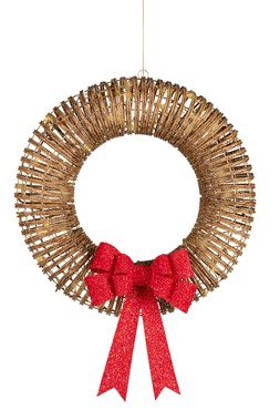 LED Wreath wicker with bow outdoor