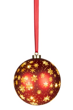 Micro LED glass hanging rotating bauble red 19cm