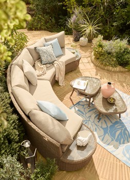 Alps Curved Sofa £1599 & Portofino Wine Glasses 4PK Multi Coloured £16.99
