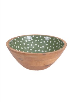 Mango Wood Spotted Salad Bowl Green £13.49