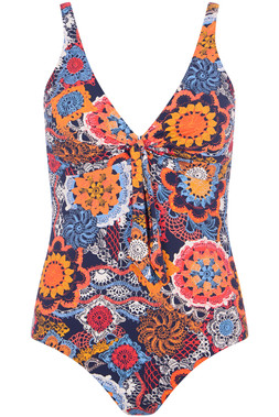 Plunge Neck Crochet Print Swimsuit £28