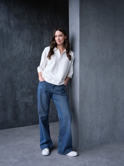 Collared Top £20 & Wide Leg Jeans £25