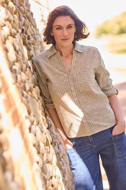 Striped Shirt £20 & Barrel Leg Jeans £24.