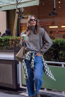 Khaki Long Sleeve Check Shirt