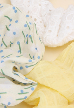 3pk Lemon Yellow Scrunchies