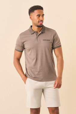 Mens Brown Ditsy Polo Shirt £18