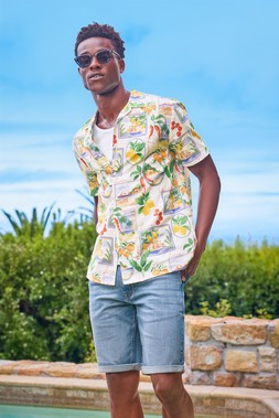 Mens Ecru Lemon Print Shirt £12.80