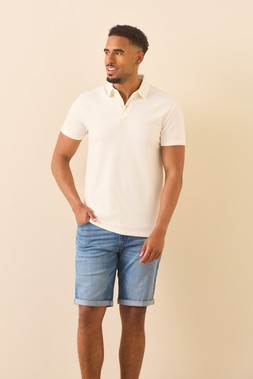 Mens Ecru Textured Polo Shirt £16