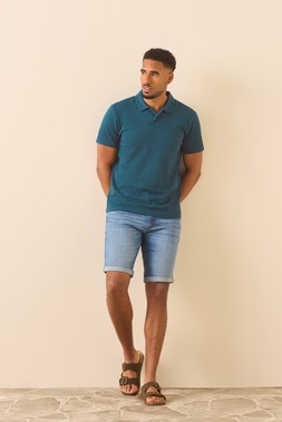 Mens Teal Textured Polo Shirt £12