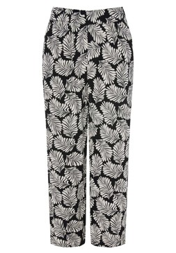 Womens Black Leaf Cropped Wide Leg Trousers £18