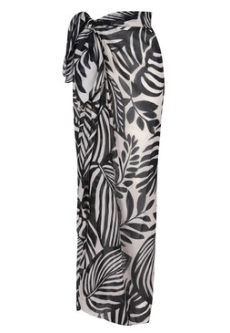 Womens Black Leaf Print Wrap Sarong £9