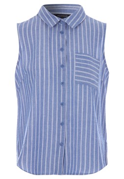 Womens Blue Textured Stripe Sleeveless Shirt £16