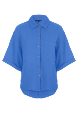 Womens Cobalt Double Cotton Roll Sleeve Shirt £20