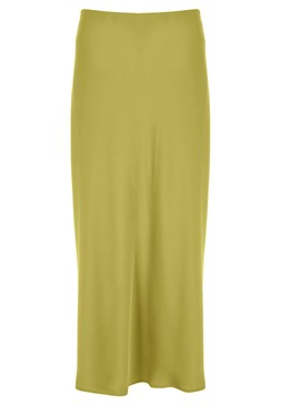 Womens Green Satin Midi Skirt £18